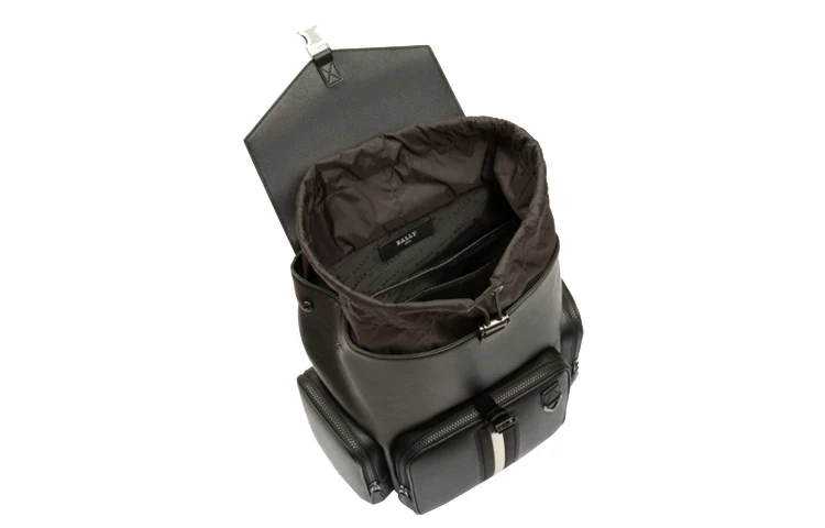 商品[国内直发] Bally|巴利 经典条纹 牛皮 双肩包 中号 男款 黑色,价格¥6103,第8张图片详细描述