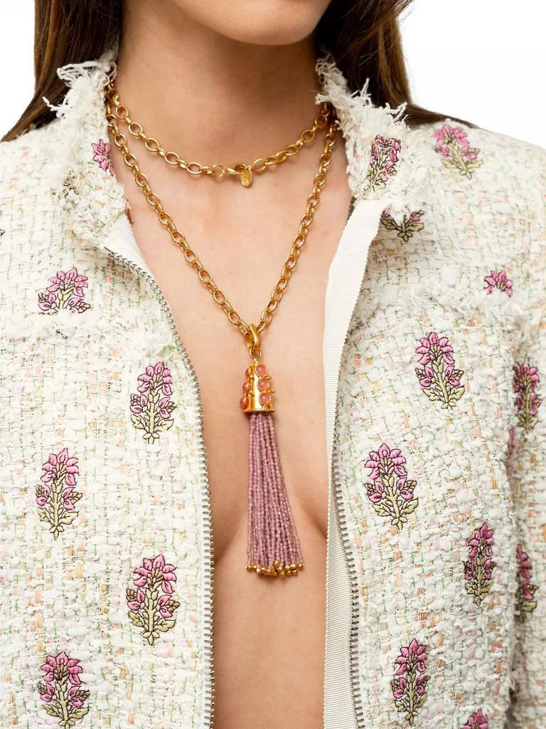 商品Sylvia Toledano|Gio 22K-Gold-Plated & Pink Jade Tassel Pendant Necklace,价格¥2624,第2张图片详细描述