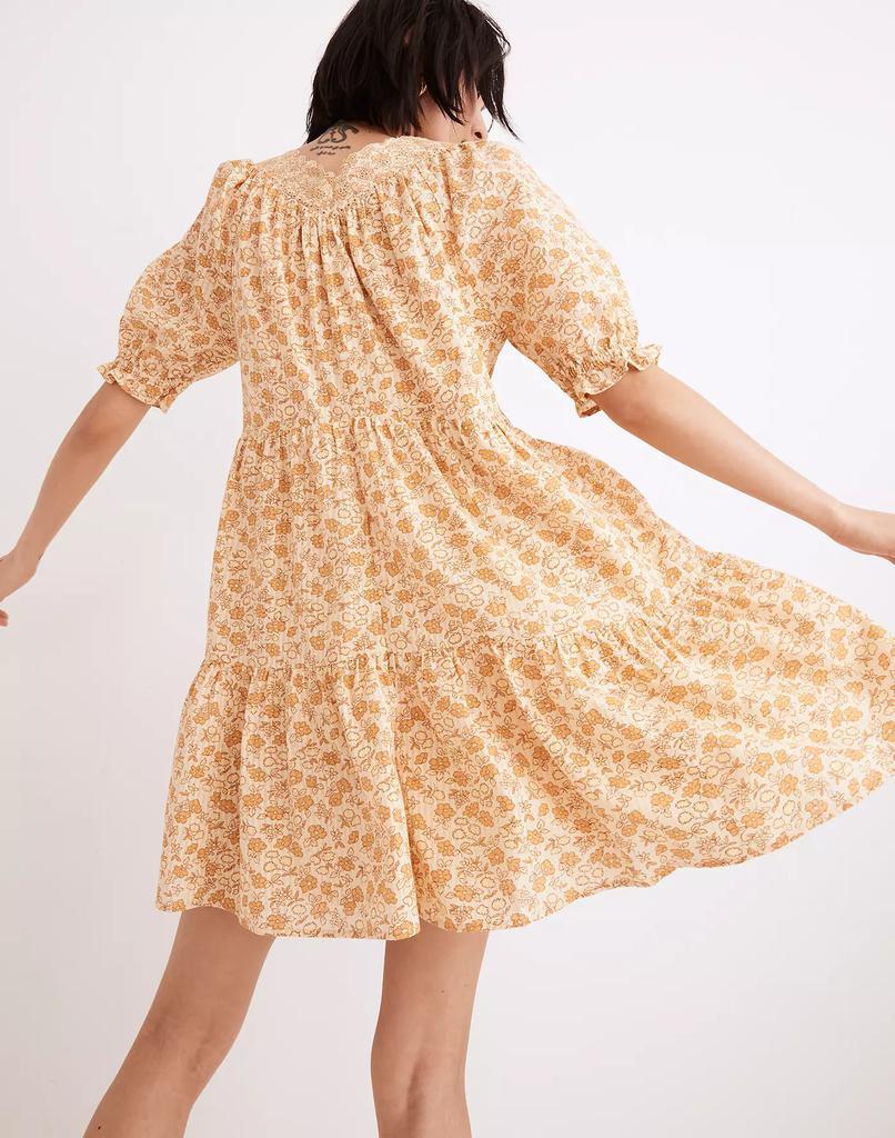 商品Madewell|Eyelet-Trim Tiered Mini Dress in Piccola Floral,价格¥662,第5张图片详细描述