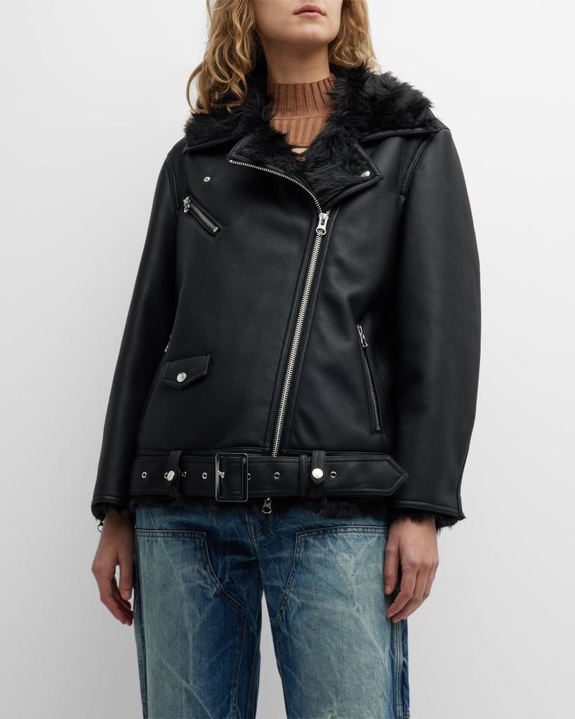 商品STAND STUDIO|Carrie Faux Shearling Biker Jacket,价格¥6277,第1张图片