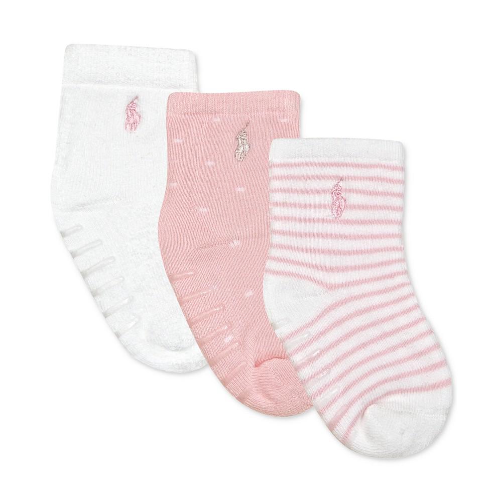 Ralph Lauren Baby Girls 3-Pack Cushioned Crew Socks商品第1张图片规格展示