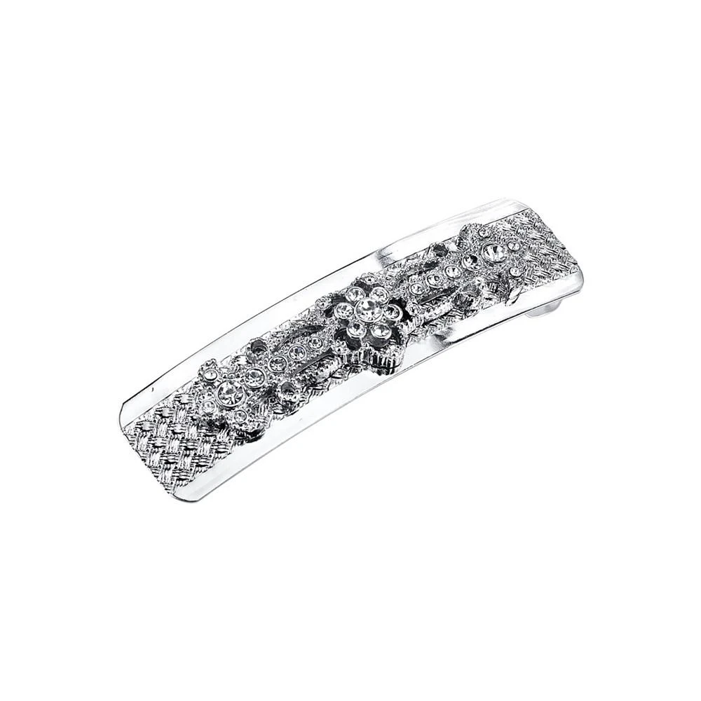 商品2028|Women's Silver-Tone Crystal Rectangle Barrette,价格¥358,第1张图片