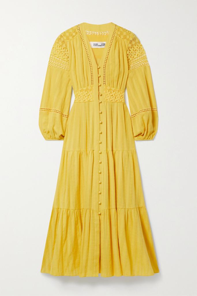 Gigi 钩编边饰纯棉巴里纱中长连衣裙  - US0商品第1张图片规格展示