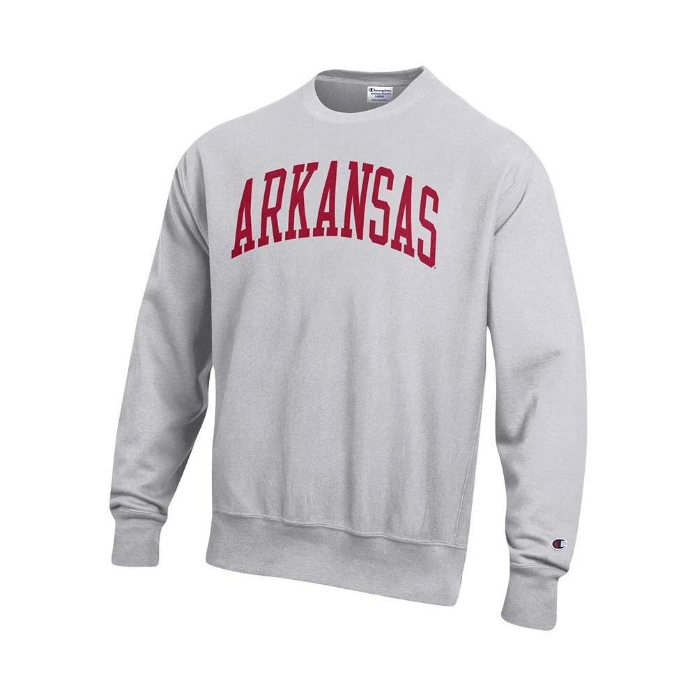 商品CHAMPION|Men's Heathered Gray Arkansas Razorbacks Arch Reverse Weave Pullover Sweatshirt,价格¥551,第2张图片详细描述