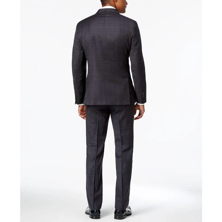 X-Fit Men's Charcoal/Dark Brown/Blue Windowpane Slim Fit Suit 商品