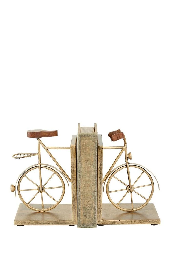 商品VIVIAN LUNE HOME|Gold Metal Bike Bookends with Wood Accents - Set of 2,价格¥332,第3张图片详细描述