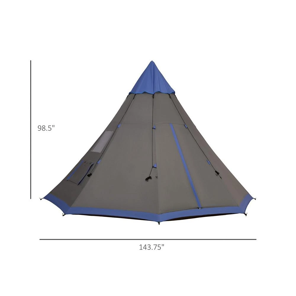 商品Outsunny|12Ft Camping Tent 6-7 Person 4 Season with 8 Mesh Windows, Outdoor Teepee Tent with Waterproof Material for Family and Friends Camping,价格¥1458,第2张图片详细描述