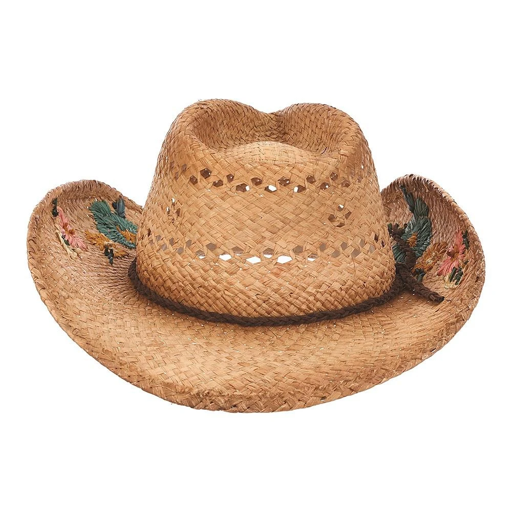 商品SCALA|Women's Woven Floral Raffia Outback Cowgirl Hat,价格¥838,第5张图片详细描述