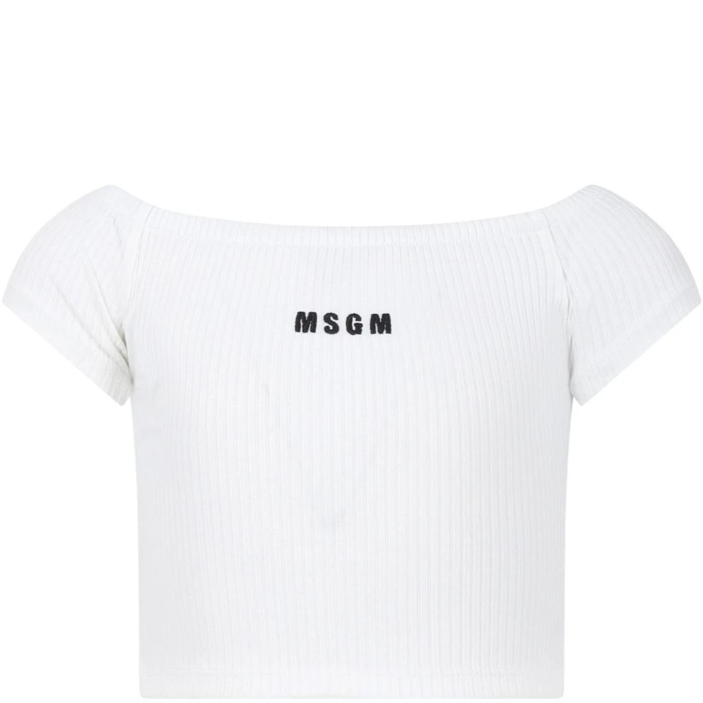 商品MSGM|White T-shirt For Girl With Logo,价格¥708,第1张图片