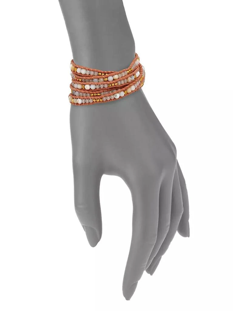 商品Chan Luu|White Opal, White Jade & Leather Beaded Wrap Bracelet,价格¥1828,第2张图片详细描述