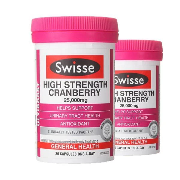 商品Swisse|澳洲斯维斯swisse蔓越莓胶囊高浓度精华30粒*2新旧版本随机发货,价格¥213,第1张图片