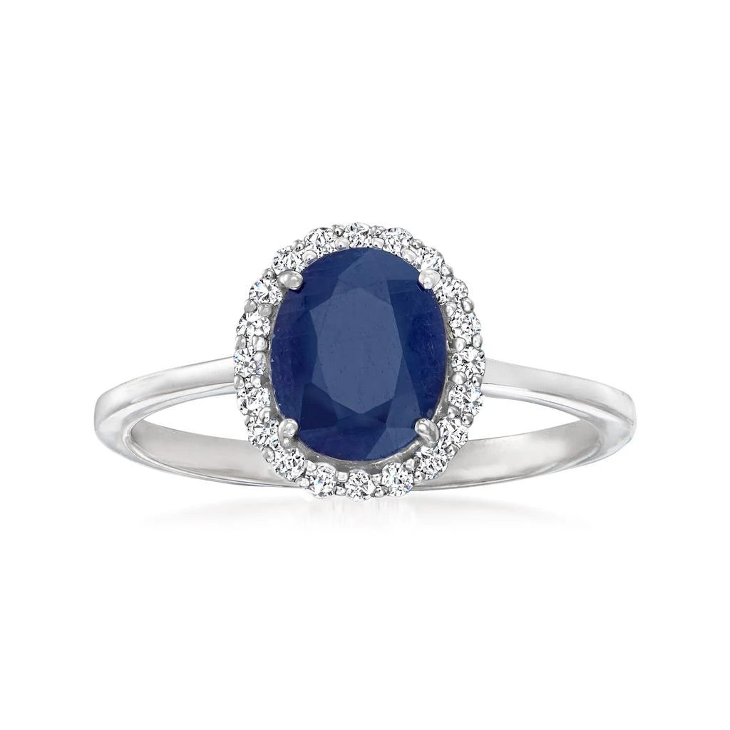 商品Ross-Simons|Ross-Simons Sapphire and . Diamond Halo Ring in 14kt White Gold,价格¥10521,第1张图片