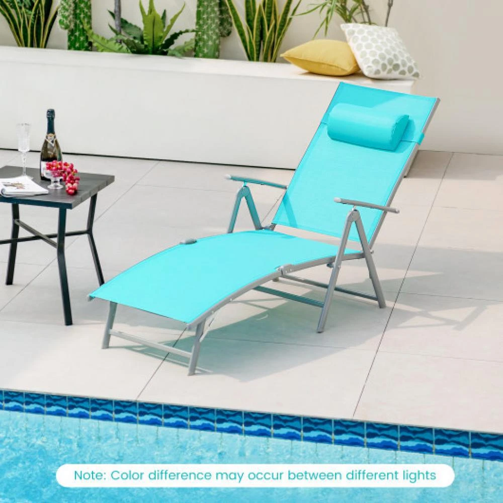 商品Hivvago|Folding Chaise Lounge Chair Outdoor Reclining Chair for Backyard-Tuiquoise,价格¥1070,第1张图片