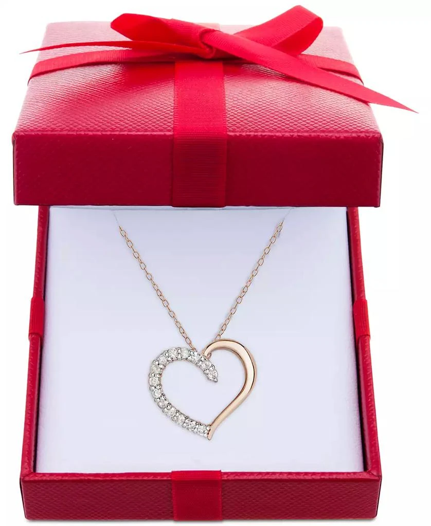 商品Macy's|Diamond Heart Pendant Necklace (1/2 ct. t.w.) in Sterling Silver, 16 inches + 2 inch extender,价格¥2749,第2张图片详细描述