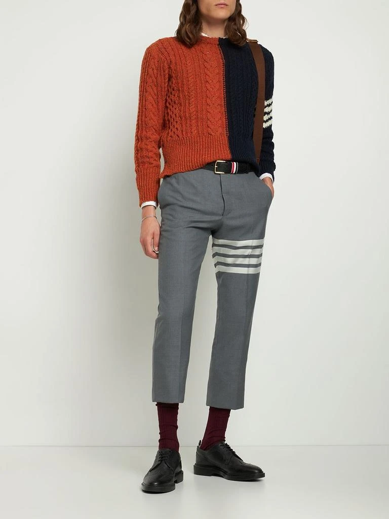 商品Thom Browne|Aaran Cable Knit Sweater W/ 4 Bar,价格¥3436,第1张图片详细描述