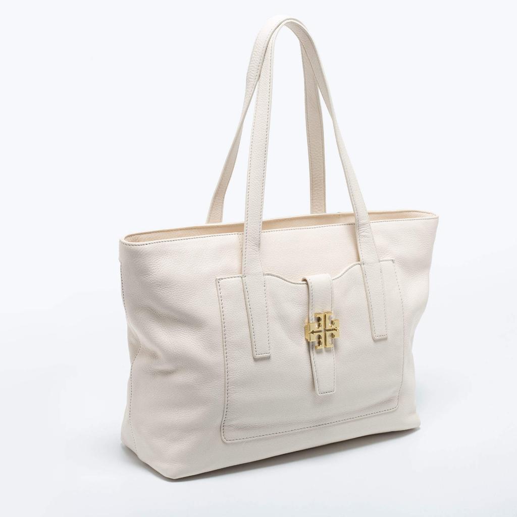 商品[二手商品] Tory Burch|Tory Burch Ivory Pebbled Leather Meyer Tote,价格¥2793,第5张图片详细描述