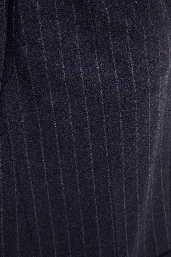 Pleated pinstriped brushed wool-felt skirt商品第2张图片规格展示