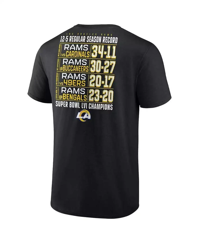 商品Fanatics|Men's Black Los Angeles Rams Super Bowl LVI Champions Schedule T-shirt,价格¥291,第3张图片详细描述