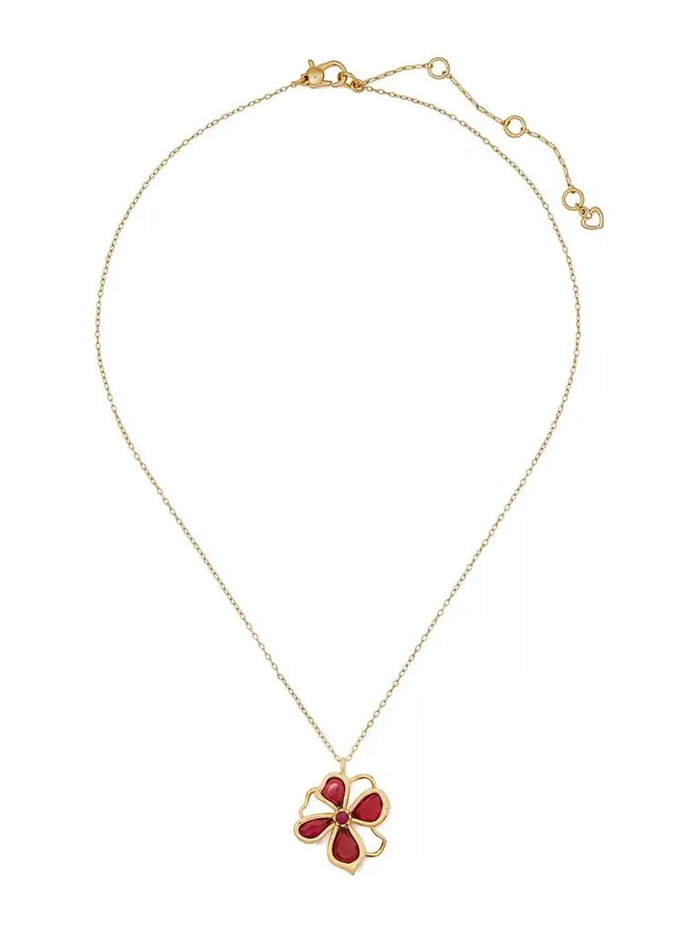 商品Kate Spade|Floral Shimmer Goldtone, Glass & Cubic Zirconia Pendant Necklace,价格¥409,第1张图片