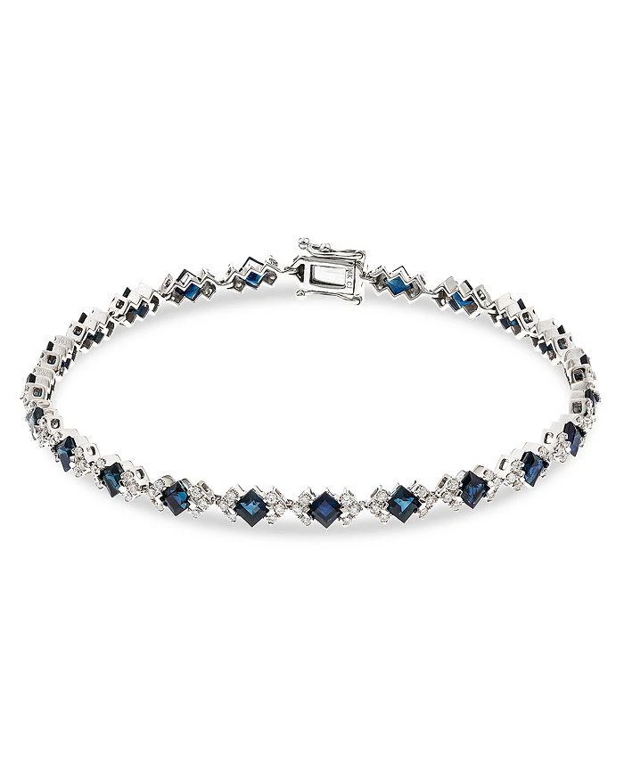 商品Bloomingdale's|Blue Sapphire & Diamond Tennis Bracelet in 14K White Gold,价格¥30108,第2张图片详细描述