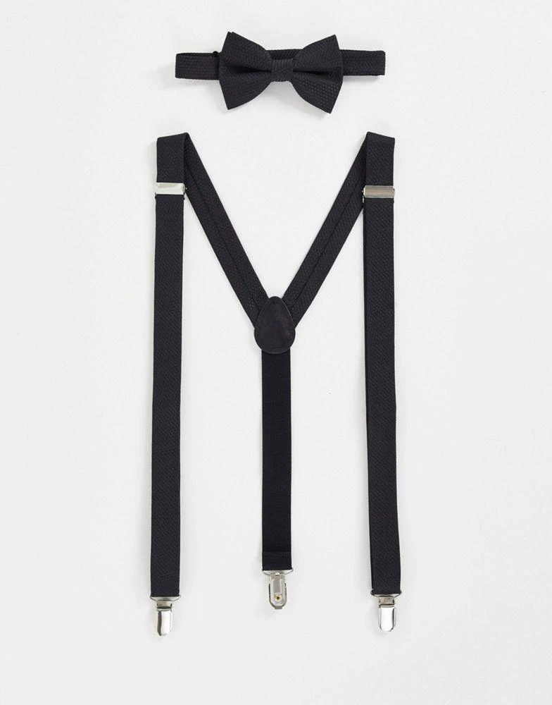 商品ASOS|Noak textured bow tie and braces in black,价格¥166,第1张图片