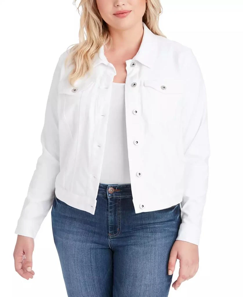 商品Jessica Simpson|Trendy Plus Size Pixie Long Sleeve Denim Jacket,价格¥335,第1张图片