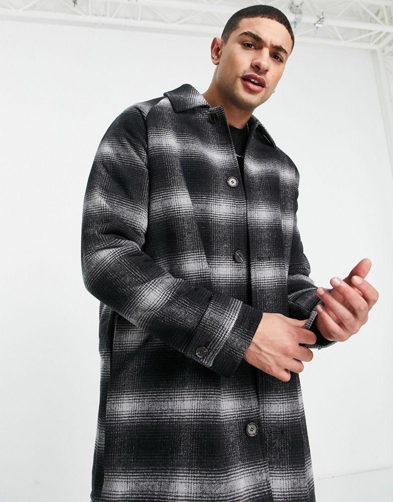 商品Topman|Topman relaxed faux wool mac in black and white check,价格¥889,第5张图片详细描述