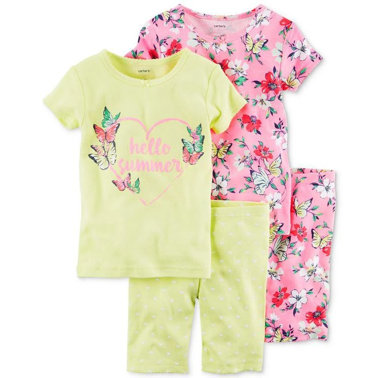 商品Carter's|女婴4-Pc. Hello Summer Cotton Pajama Set, Baby Girls (0-24 months),价格¥57,第2张图片详细描述