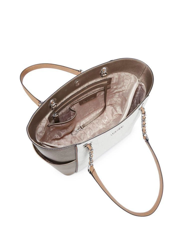 商品Calvin Klein|Colorblocked Monogram Faux Leather Tote,价格¥475,第3张图片详细描述