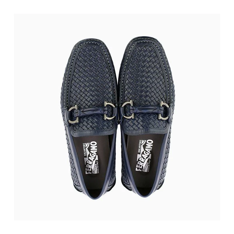 商品Salvatore Ferragamo|香港直邮SALVATOREFERRAGAMO菲拉格慕男士深蓝色编织格纹驾车鞋,价格¥5617,第11张图片详细描述