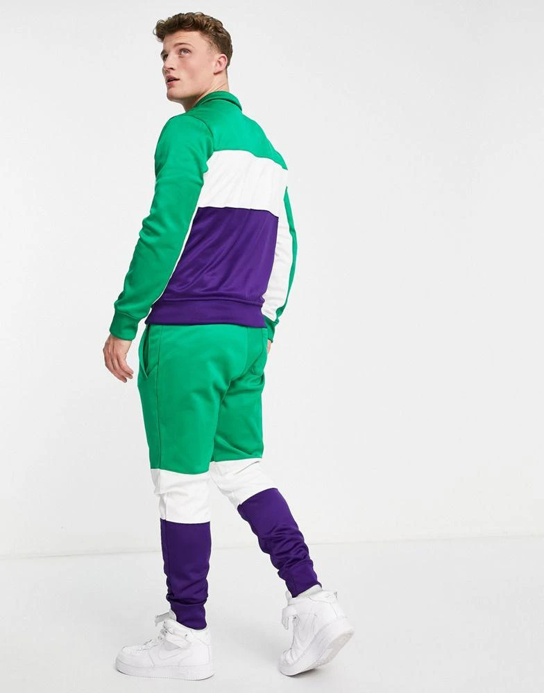 商品Ralph Lauren|Polo Ralph Lauren Sport capsule colourblock tricot track jacket in green multi co-ord,价格¥932,第2张图片详细描述