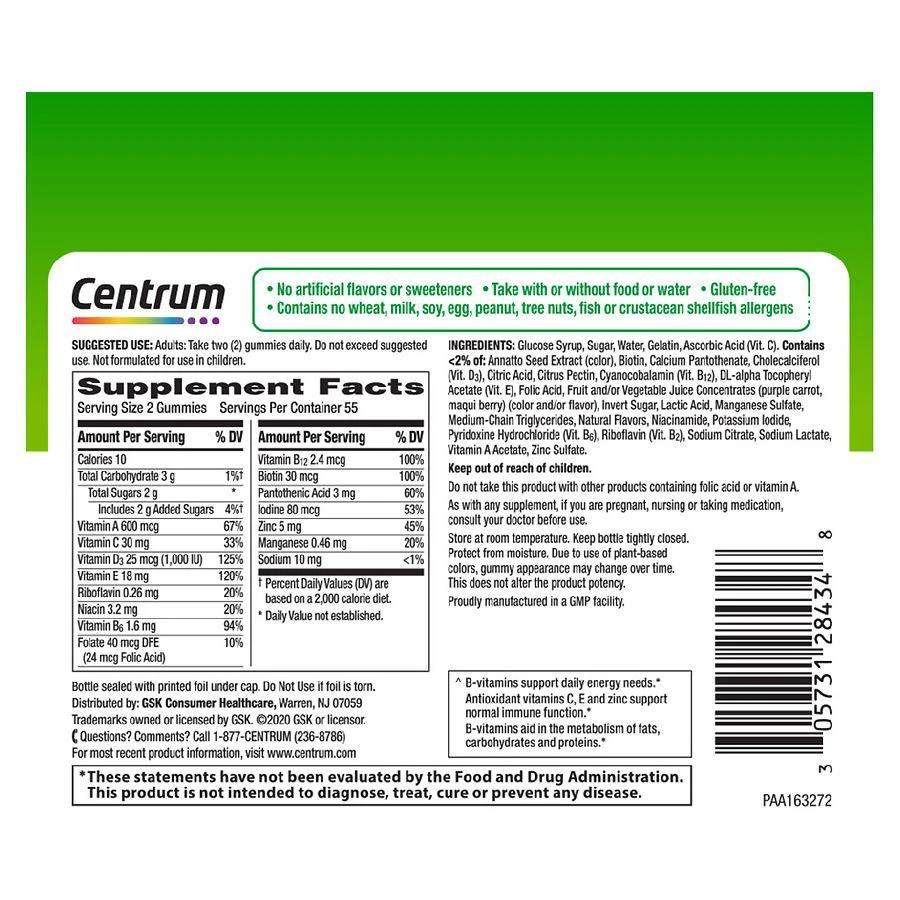 商品Centrum|成人多种维生素/多矿物补充剂,价格¥59,第2张图片详细描述