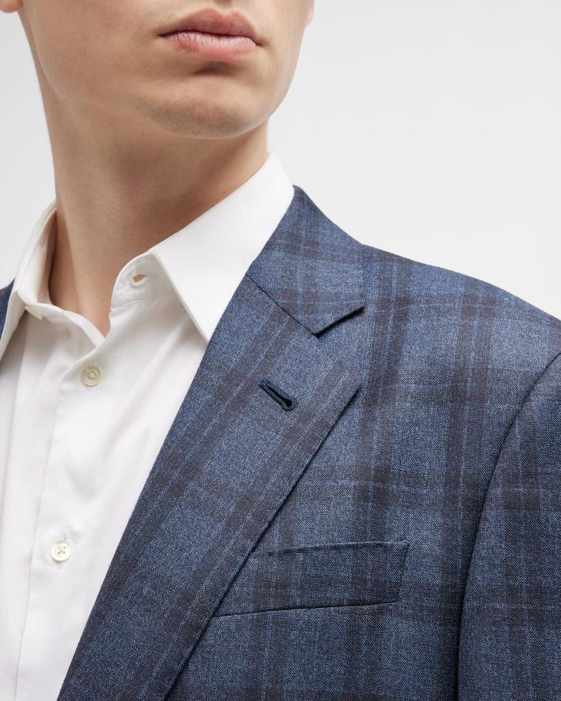 Men's Wool-Cashmere Plaid Sport Coat商品第6张图片规格展示