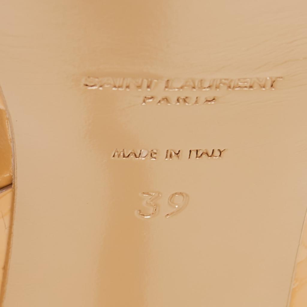 Yves Saint Laurent Beige Patent Leather Tribute Sandals Size 39商品第9张图片规格展示