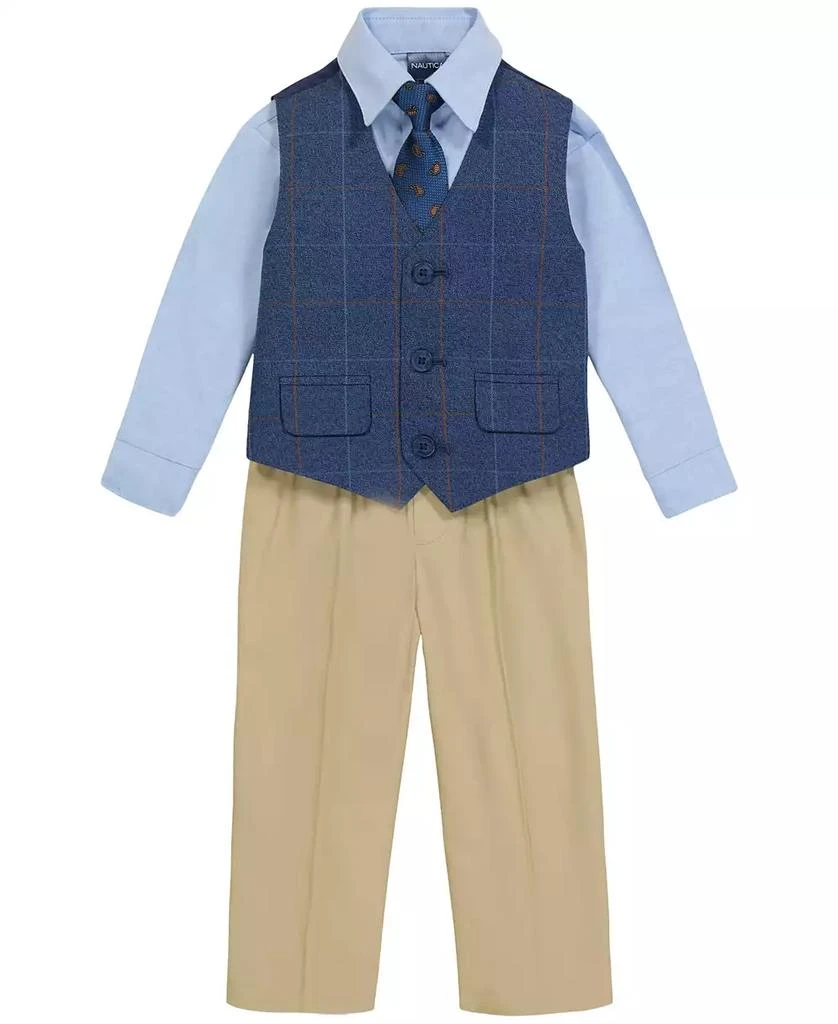 商品Nautica|Baby Boys Windowpane Duo Vest 4-Piece Set,价格¥221,第1张图片