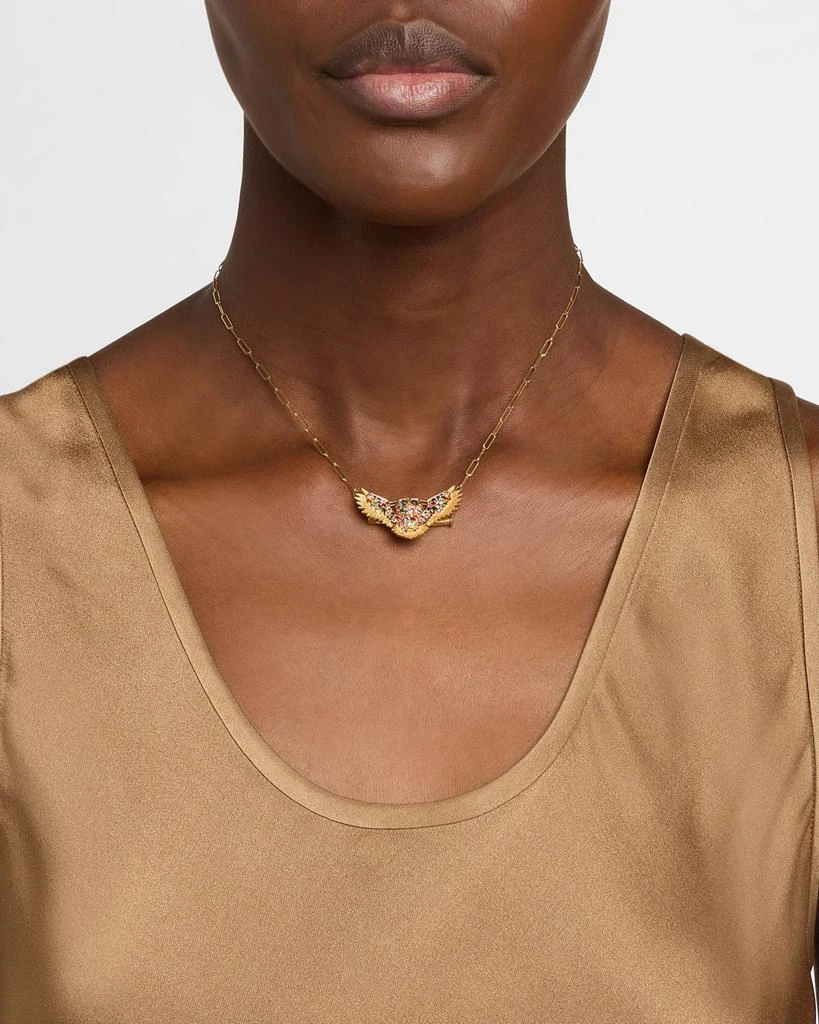 商品Goshwara|Ark 18K Yellow Gold Multi Sapphire Owl Brooch Pendant and Chain, 18"L,价格¥72462,第2张图片详细描述