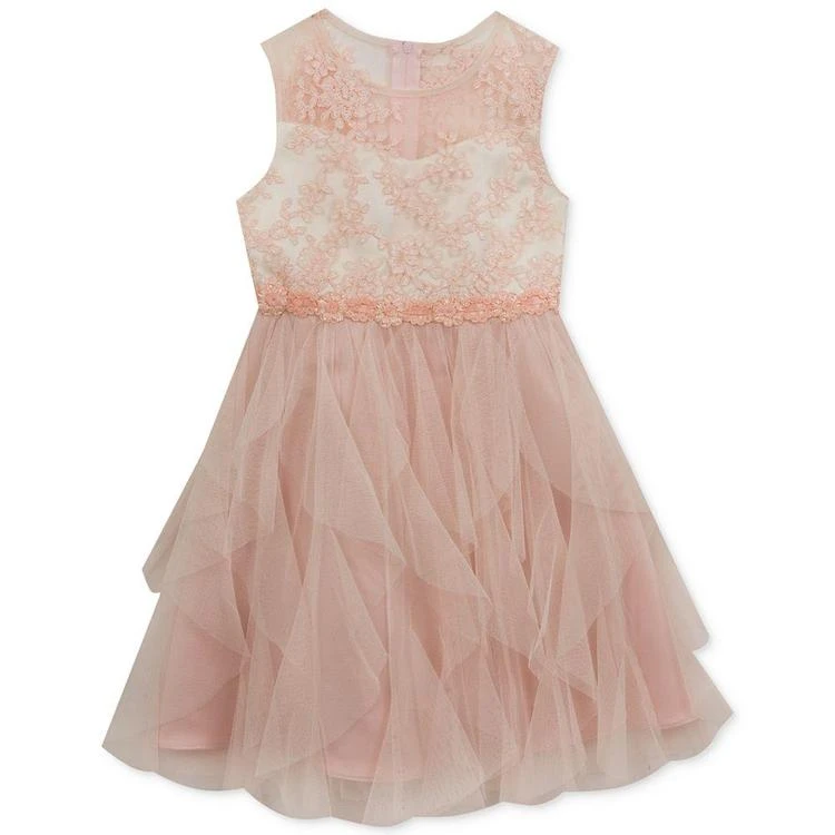 商品Rare Editions|Rose Tulle Party Dress, Little Girls (4-6X),价格¥554,第1张图片