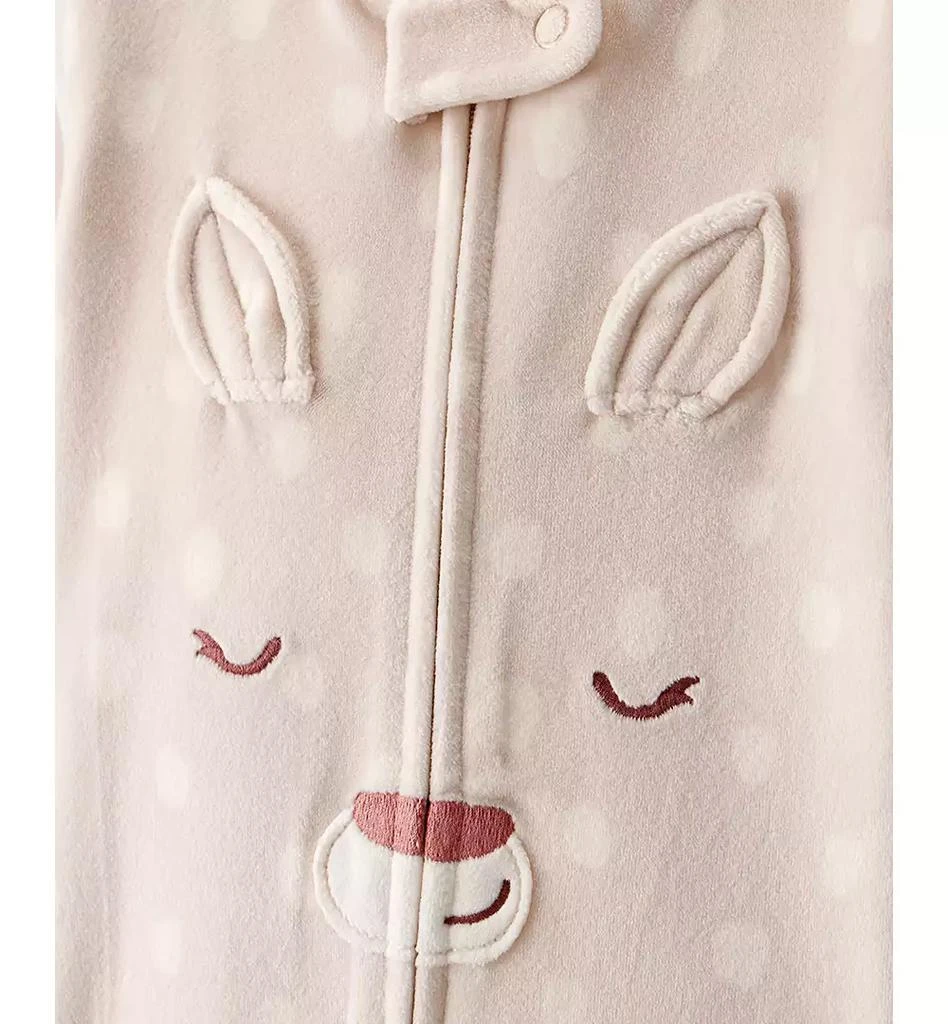 商品Carter's|Baby Girls Deer-Print Velboa Loose-Fit Long-Sleeve 2-Way-Zip 1-Piece Footed Pajamas,价格¥89,第2张图片详细描述