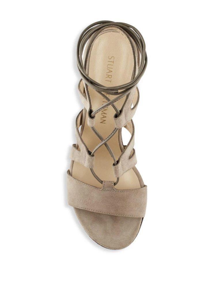 商品Stuart Weitzman|Tiegirlbingo Suede Lace-Up Block Heel Sandals,价格¥944,第4张图片详细描述