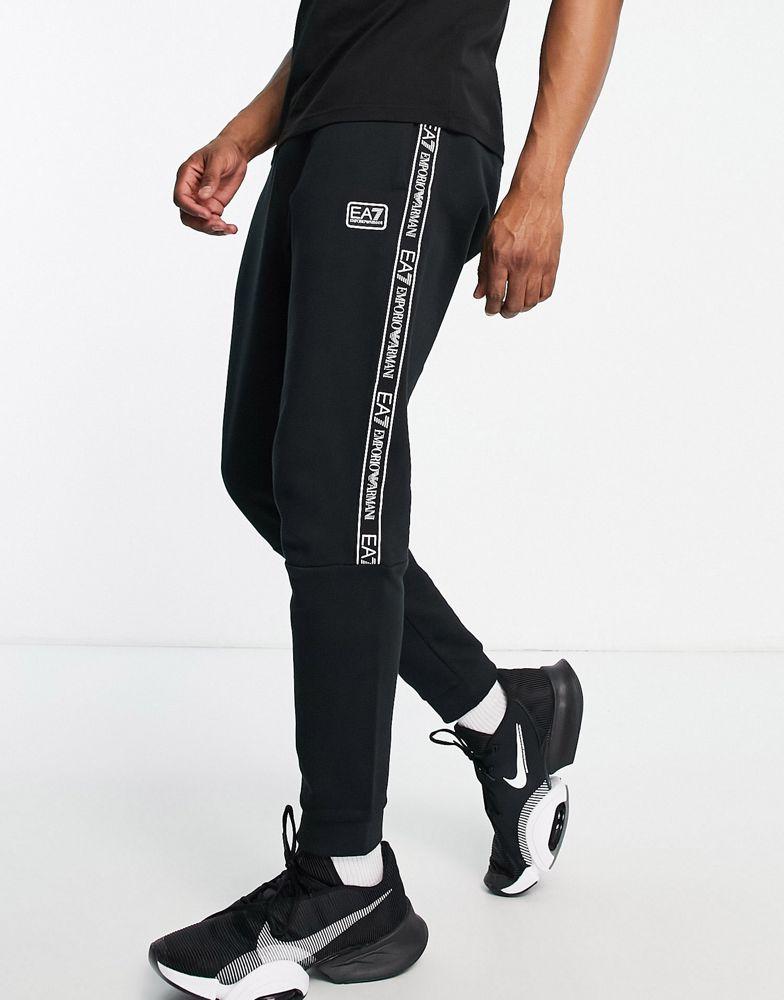 Armani EA7 taped logo joggers in black商品第1张图片规格展示