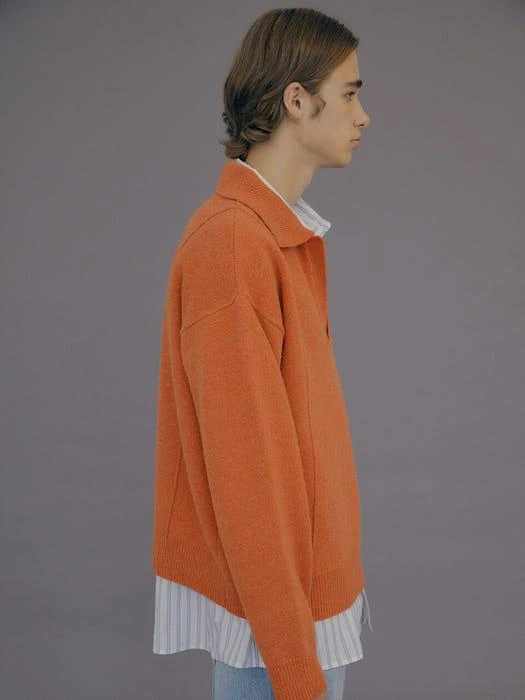 商品MOONSUN|Pin Tuck Collar Knit - Deep Orange,价格¥1154,第2张图片详细描述