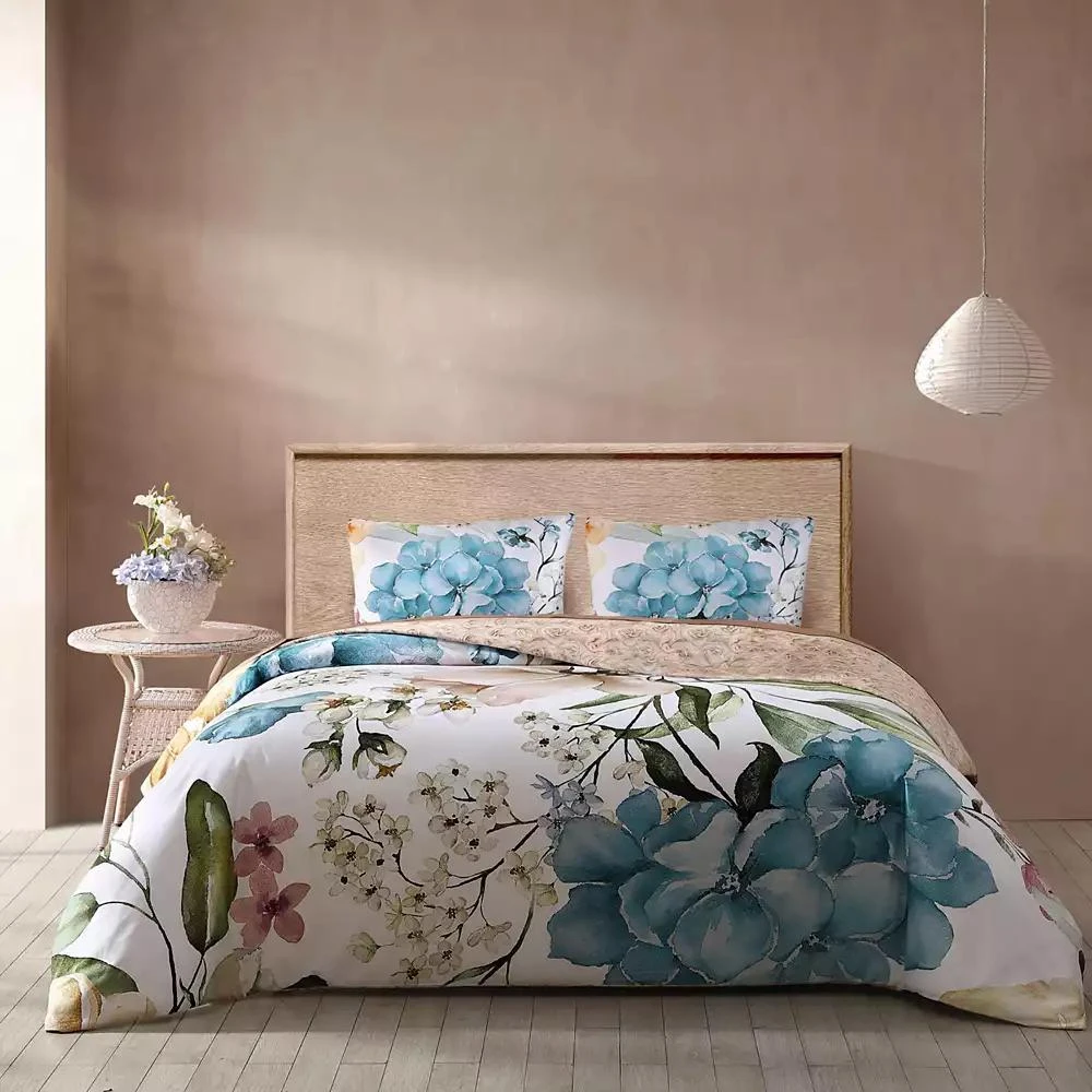 商品Bebejan|Maia Bedding 200 Thread Count 100% Cotton Sateen 3 Piece Reversible Queen Duvet Cover Set,价格¥896,第1张图片