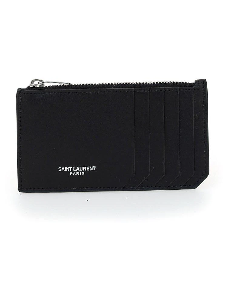 商品Yves Saint Laurent|Saint Laurent Logo Detailed Zip-Up Cardholder,价格¥2582,第1张图片