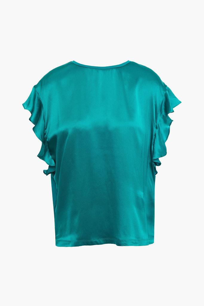 商品Maje|Tola ruffled silk-satin and cotton-jersey top,价格¥369,第5张图片详细描述