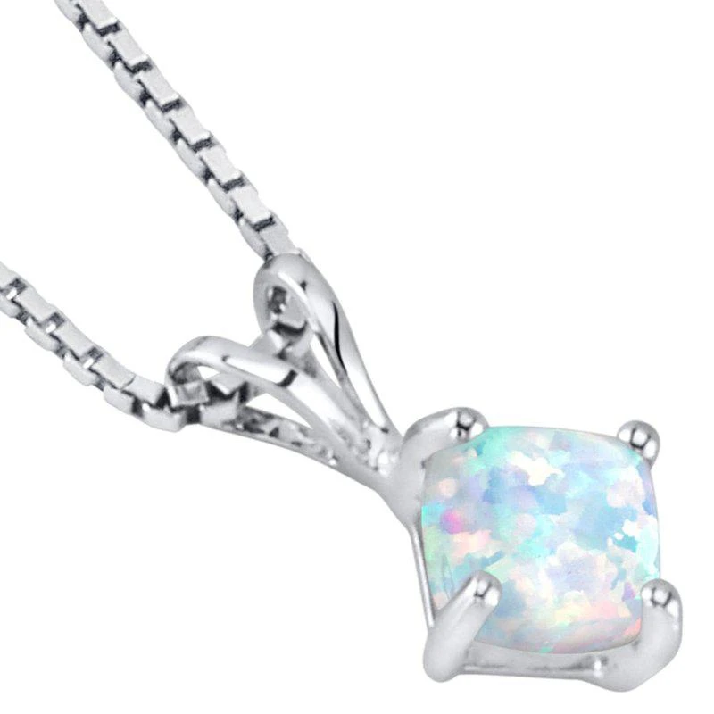 商品Peora|14 Karat White Gold Cushion Cut Created Opal Pendant,价格¥844,第2张图片详细描述