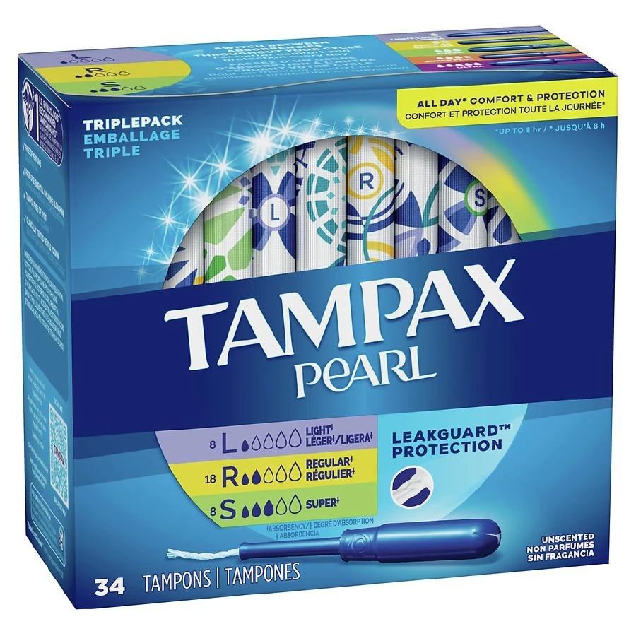 商品Tampax|Pearl Tampons, Multipack Unscented, Light + Regular + Super Absorbency,价格¥86,第2张图片详细描述