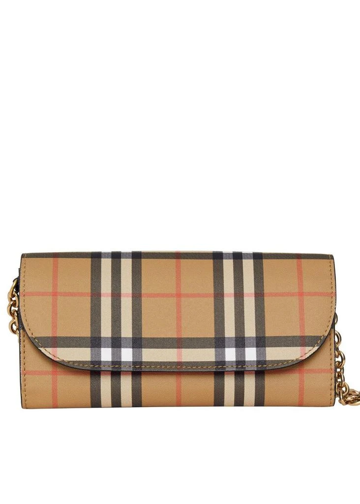 商品Burberry|Vintage check and leather wallet with chain,价格¥5421,第1张图片