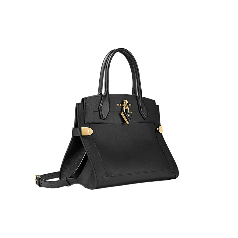 商品Louis Vuitton|【预售十天】路易威登 Steamer女士中号黑色粒面小牛皮配可拆卸可调节肩带单肩包/手提包 M21248,价格¥45368,第4张图片详细描述