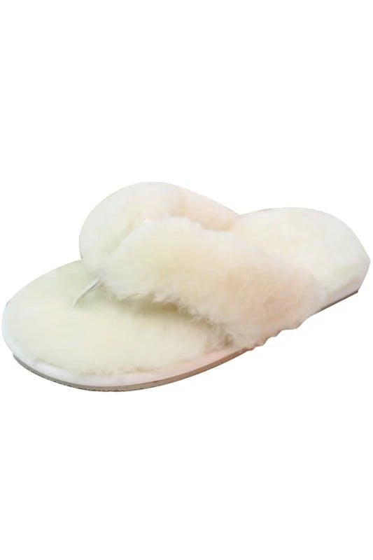 商品Eastern Counties Leather|Womens/Ladies Sheepskin Flip Flops Natural,价格¥195,第1张图片