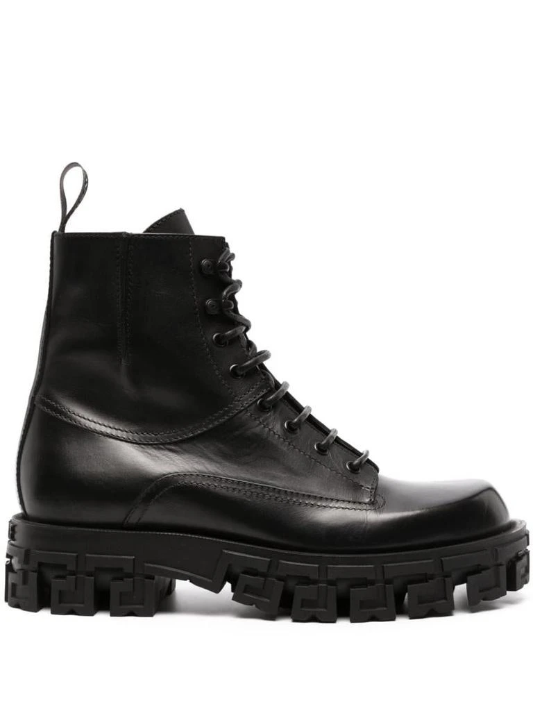 商品Versace|VERSACE Leather lace-up ankle boots,价格¥5186,第1张图片